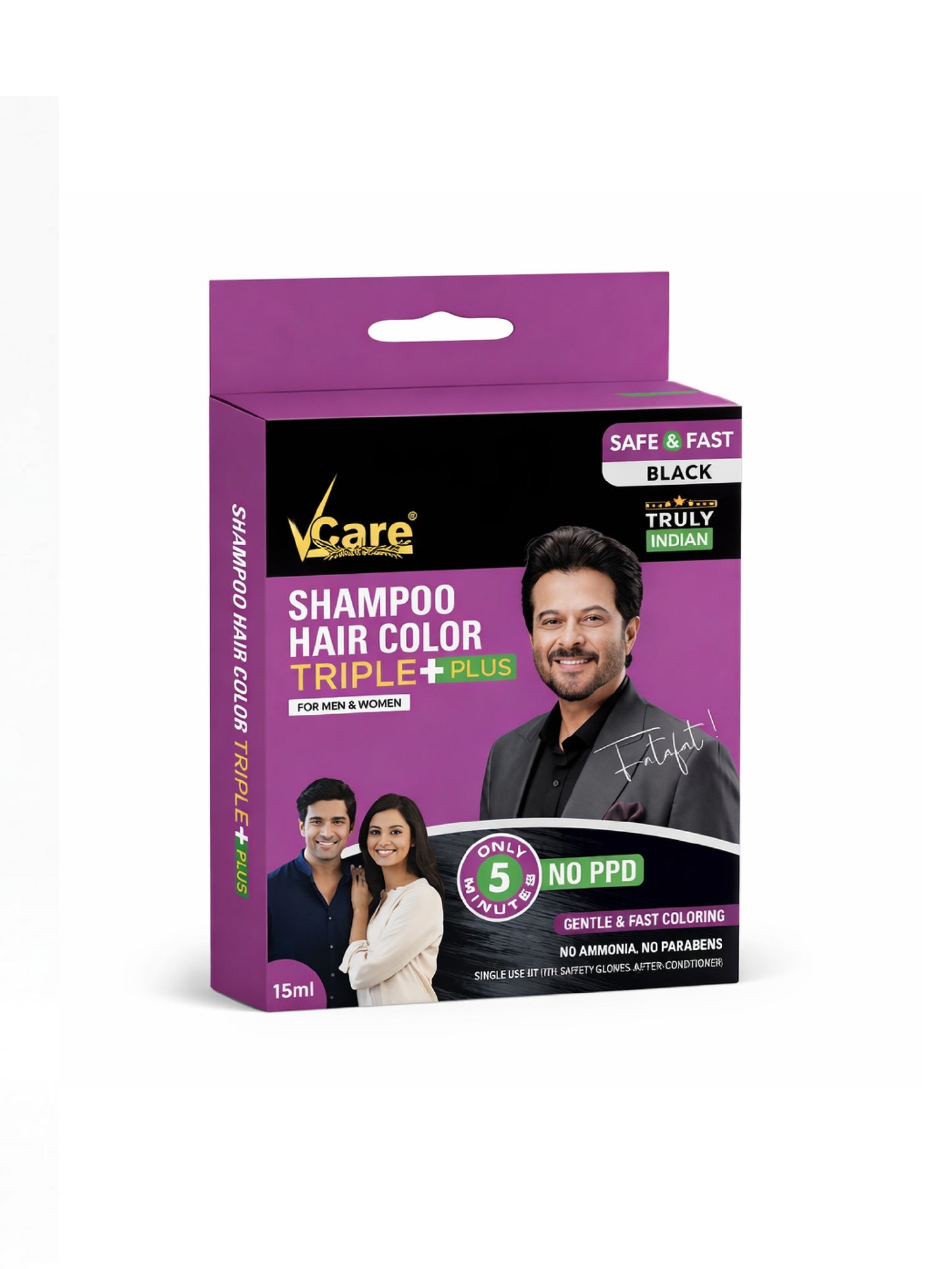 Vcare Shampoo Hair Color Triple Plus Black Color 25 Ml